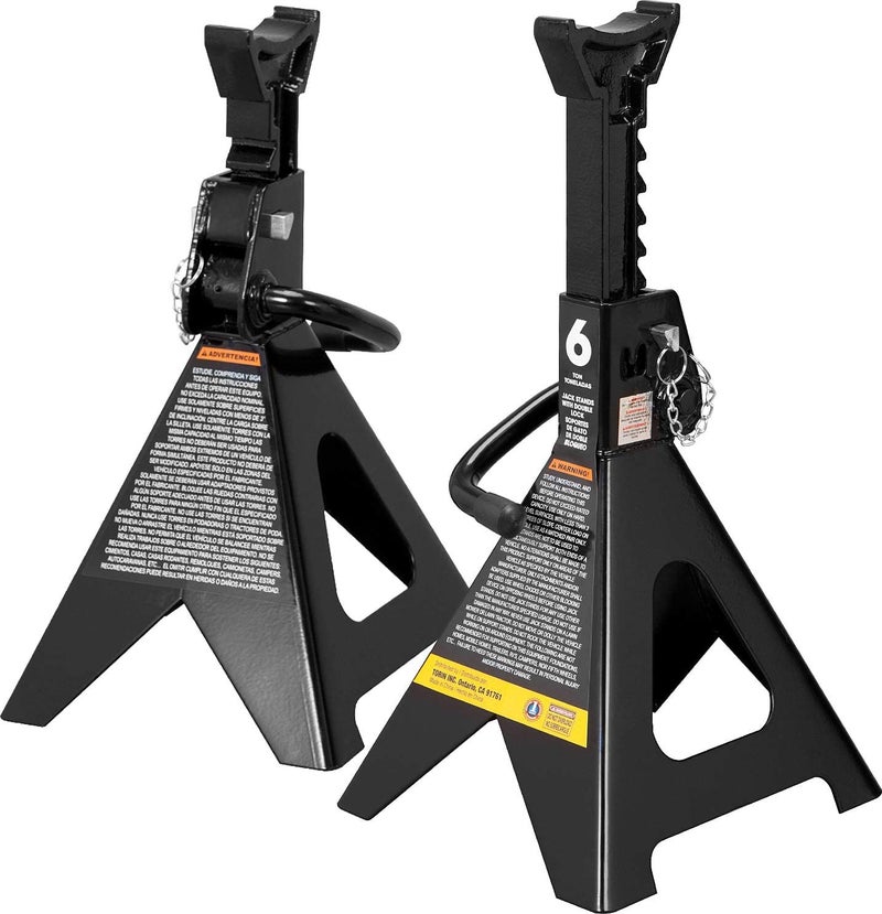 Big RED AT46002ABR Torin Double Locking Steel Jack Stands, 2 Pack, 6 Ton (12,000 lb), Black - Image 1