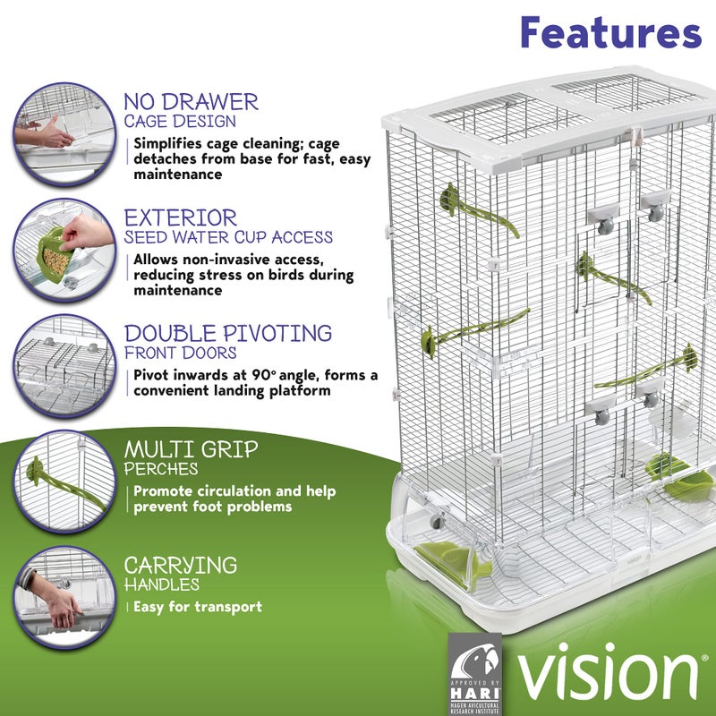 Vision M02 Wire Bird Cage, Bird Home for Parakeets, Finches and Canaries, Tall Medium - Image 2