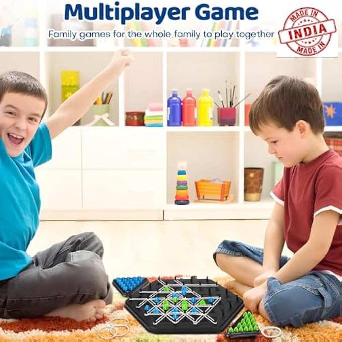 KIMEE Chain Triangle Chess Game Triggle Elastic Band Game Family Games for Kids and Adults Family Fun Night Chess Set Chain Board Chess Desktop Puzzle Interactive Brain Teaser 2 to 4 Players - Image 5