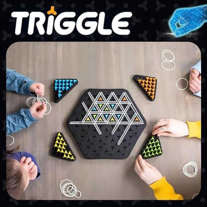 KIMEE Chain Triangle Chess Game Triggle Elastic Band Game Family Games for Kids and Adults Family Fun Night Chess Set Chain Board Chess Desktop Puzzle Interactive Brain Teaser 2 to 4 Players - Image 3