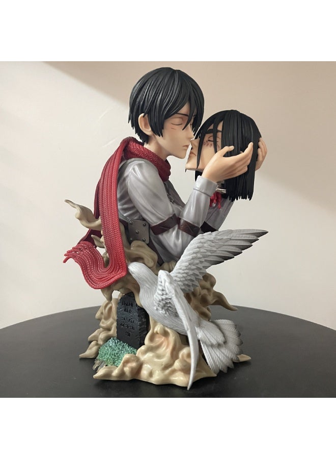 Attack On Titan Death Figure Model, Head-Holding Mikasa Ackerman Eren Levi Statue, Anime Figure Model, Desktop Ornament, PC Case Ornament, Birthday Gift For Boys And Girls, 22 CM - Image 2