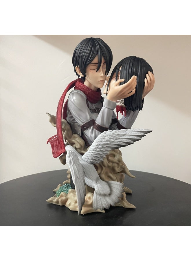 Attack On Titan Death Figure Model, Head-Holding Mikasa Ackerman Eren Levi Statue, Anime Figure Model, Desktop Ornament, PC Case Ornament, Birthday Gift For Boys And Girls, 22 CM - Image 3