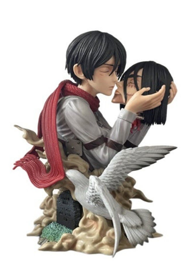 Attack On Titan Death Figure Model, Head-Holding Mikasa Ackerman Eren Levi Statue, Anime Figure Model, Desktop Ornament, PC Case Ornament, Birthday Gift For Boys And Girls, 22 CM - Image 1
