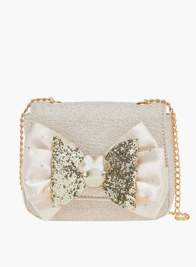 Disney Girls Textured Bow Detail Crossbody Bag With Button Closure