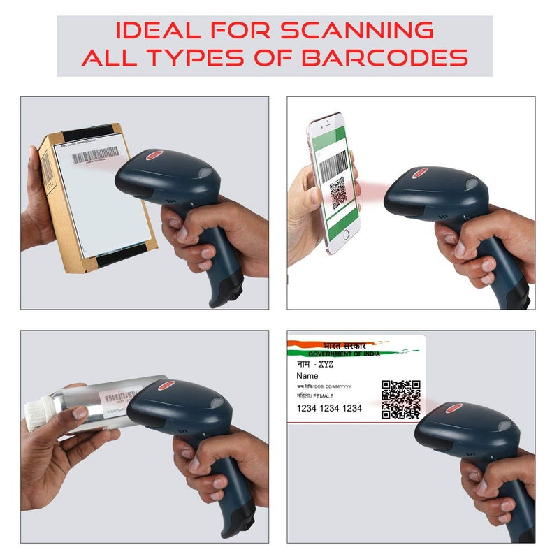 REXSOL D-2060N 1D/2D Barcode Scanner QR Code Imager USB Wired Optical Reader with Manual Triggering for Retail Store Warehouse Aadhaar Card Mobile & Printed Screen Scan (1 Pc) - Image 3