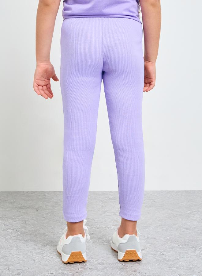 Styli Girls Lilac Graphic Print Ribbed Leggings - Image 4