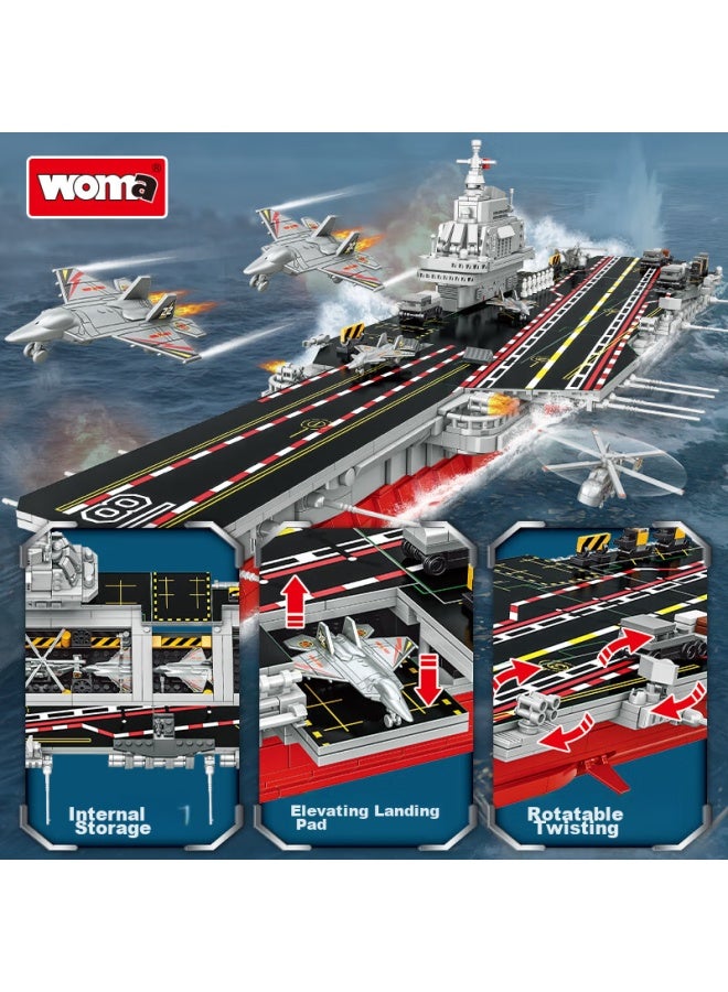 Woma Domestic Aircraft Carrier Building Blocks, Compatible With Lego, Boys' Toy, 618 Summer Vacation Birthday Gift - Image 2