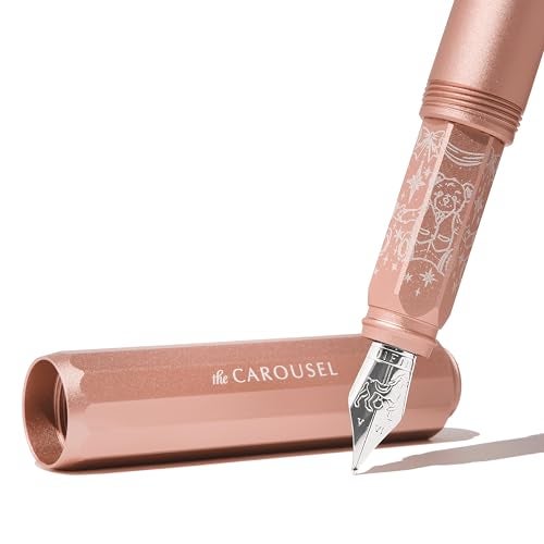 Ferris Wheel Press , Aluminum Carousel Fountain Pen, Rose Petal Plush, Aircraft grade aluminum body, Threaded cap with air seal system, Fine - Image 2