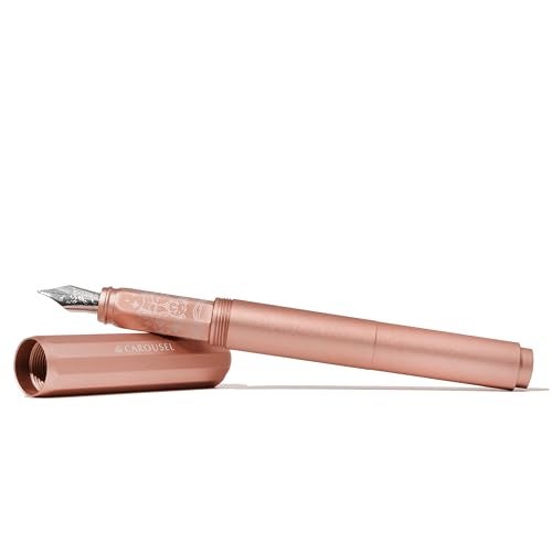 Ferris Wheel Press , Aluminum Carousel Fountain Pen, Rose Petal Plush, Aircraft grade aluminum body, Threaded cap with air seal system, Fine - Image 3