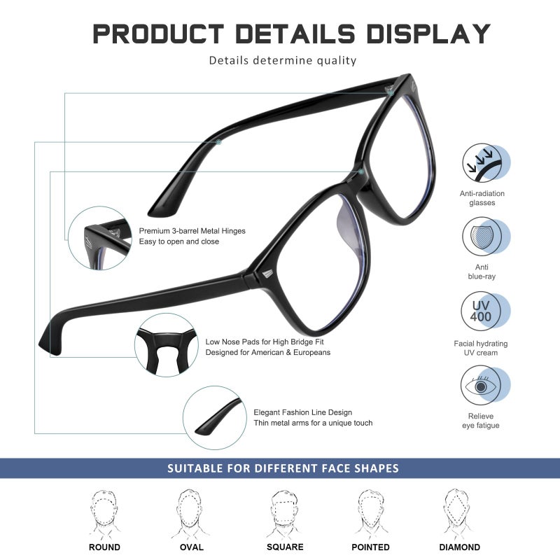 Jectieey Reading Glasses for Women Men - Anti Glare Computer Readers Blue Light Blocking Glasses,Sturdy Eyeglasses(Floral, 1.0) - Image 2