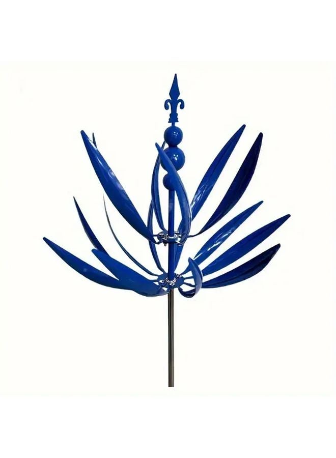 Blue Rotary Windmill Metal Wind Spinner Garden Yard Decor No Batteries - Image 1