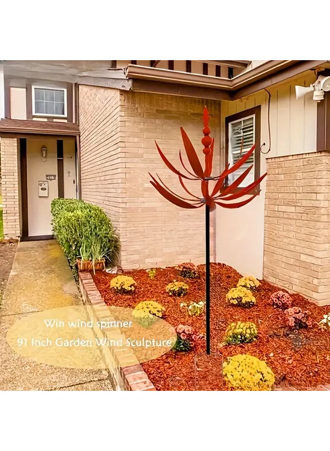 Blue Rotary Windmill Metal Wind Spinner Garden Yard Decor No Batteries - Image 3