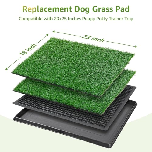 LOOBANI Dog Grass Pee Pads, 2 Pack Artificial Grass Pads for Potty Tray, Fake Grass for Dogs to Pee On, Outdoor Indoor Pee Grass for Dog Potty (18 * 23 inch) - Image 3