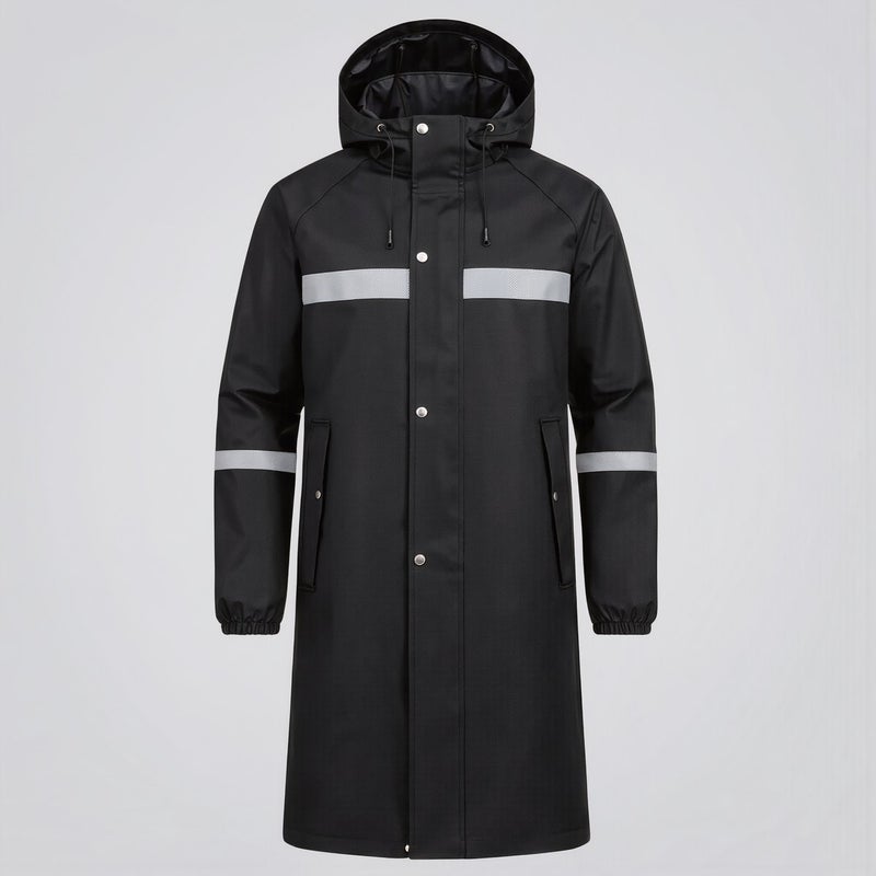 Yellow Long Rain Coat Reflective Strip For Commute Delivery Camping Outdoor Work - Image 5