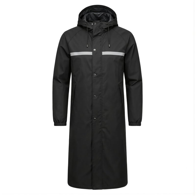 Yellow Long Rain Coat Reflective Strip For Commute Delivery Camping Outdoor Work - Image 1