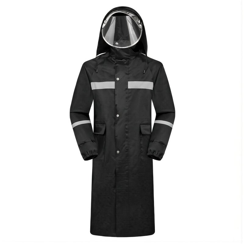 Yellow Long Rain Coat Reflective Strip For Commute Delivery Camping Outdoor Work - Image 2