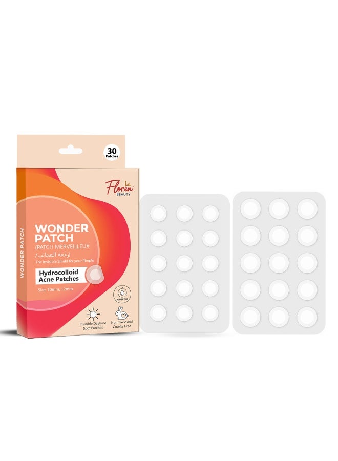 Floren Acne Patch Daytime & Overnight – Thicker Hydrocolloid acne patches, Drug-Free (30 Dots) - Image 1
