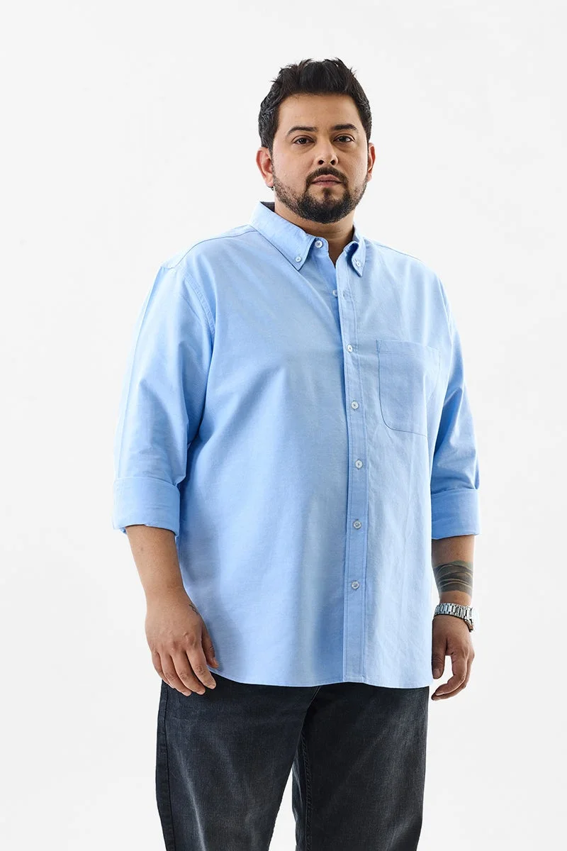 SNITCH Blue Button Down Regular Fit Plus Size Shirt