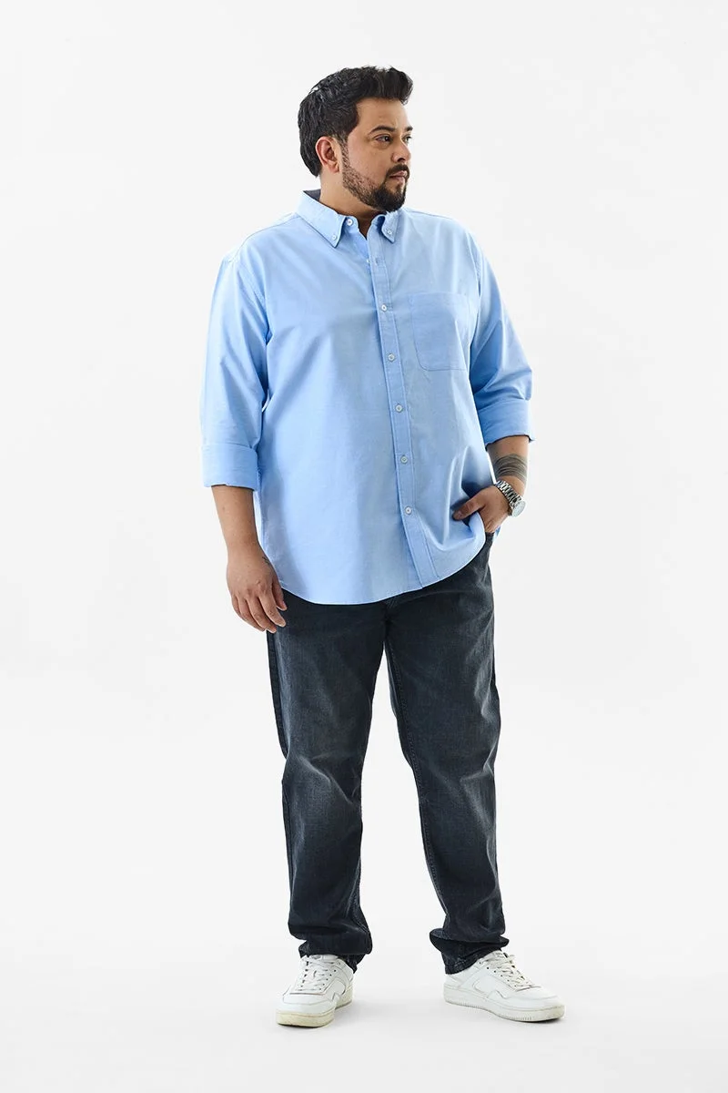 SNITCH Blue Button Down Regular Fit Plus Size Shirt