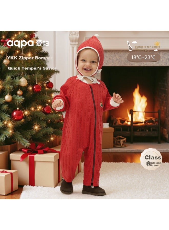 Aqpa Baby Zipper Romper Autumn Infant Jumpsuit Green 73cm - Image 1