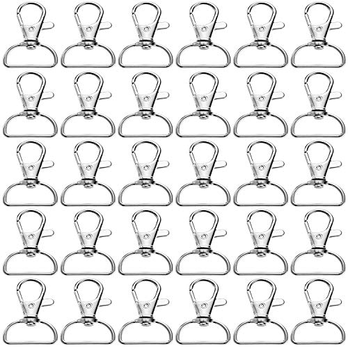 Hulless Swivel Clasp Swivel Snap Hooks Trigger Clips 1 Inch D Rings Metal Lobster Claw Clasps 40 Pcs for Making Snap Tabs, Keychain Hardware, Purse Hardware - Image 1