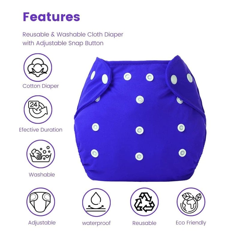 AEREX Premium Reusable Baby Cloth Diapers For 0 to 3 Years With White Insert Pads | Leak Proof Washable Diapers For New Born Babies | Adjustable Pocket Cloth Diaper Nappies (2) - Image 3