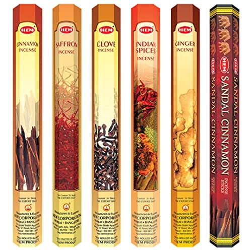 Hem Spice Collection Incense Sticks | Cinnamon, Saffron, Clove, Ginger & Sandal Cinnamon | Ideal for Puja, Meditation & Gifting | Burns 35-40 Min* | Pack of 120 Agarbatti - Image 1