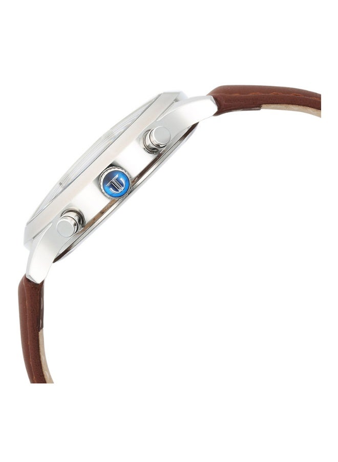 TITAN ساعة يد للرجال 1874SL06 – قرص مزخرف أزرق، حزام جلد بني، كريستال ياقوتي، متعدد الوظائف كوارتز - Image 2