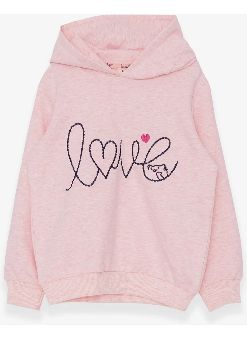 Breeze Girls' Sweatshirt Embroidered Letter Printed Salmon Melange (2-6 Years)