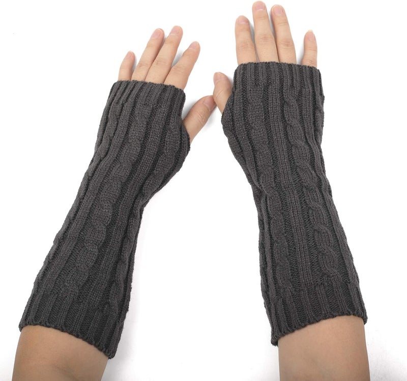 F Flammi Flammi Women's Knit Arm Warmers Fingerless Gloves Thumb Hole Gloves Mittens for Typing Driving Cosplay - Image 5