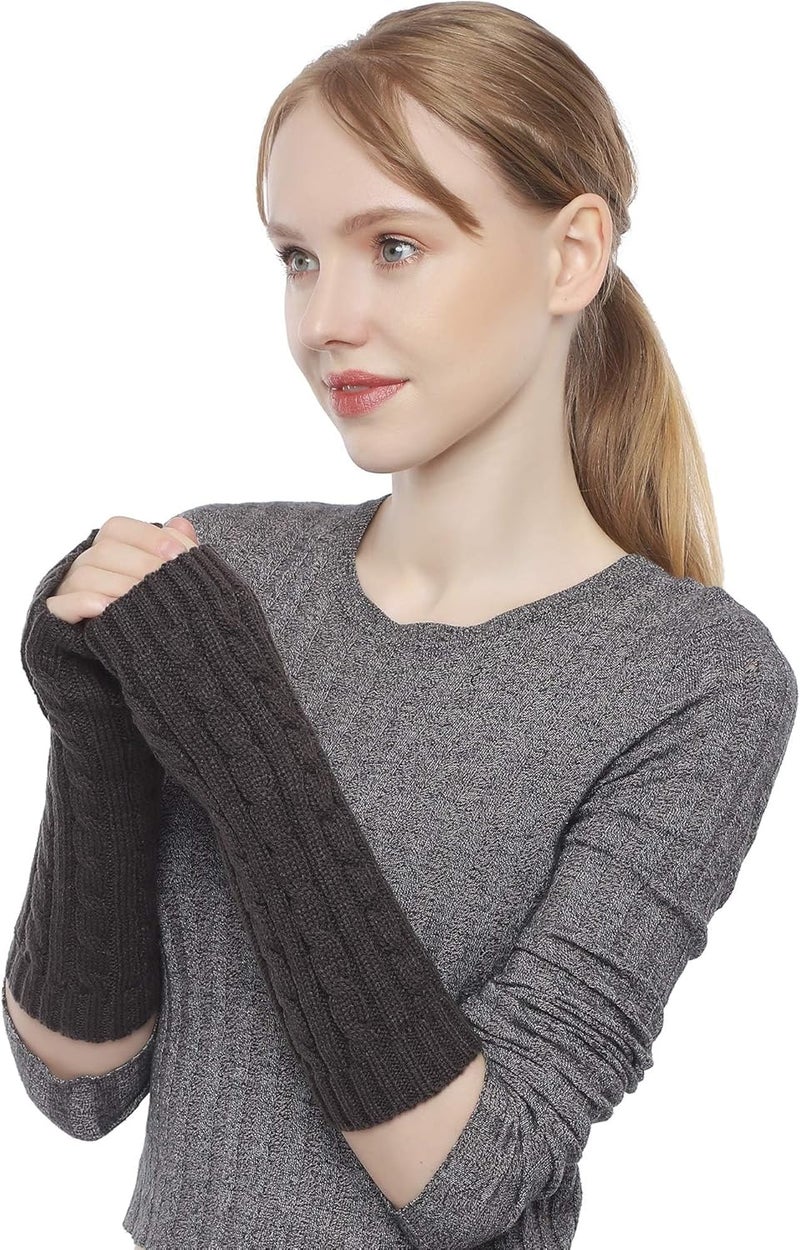 F Flammi Flammi Women's Knit Arm Warmers Fingerless Gloves Thumb Hole Gloves Mittens for Typing Driving Cosplay - Image 3