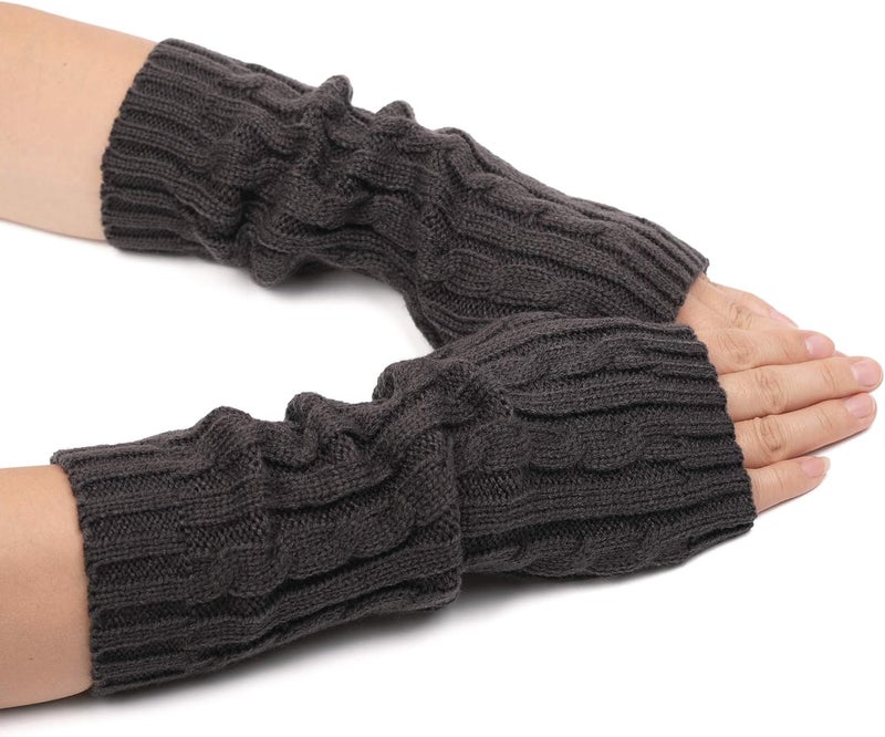 F Flammi Flammi Women's Knit Arm Warmers Fingerless Gloves Thumb Hole Gloves Mittens for Typing Driving Cosplay - Image 4