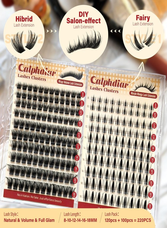 Calphdiar Lash Clusters Wispy & Manga Eyelash Clusters 8-18MM DIY Volume Lash Extensions C Curl Individual Lashes for Daily Wear & Glam Looks Reusable Lash Clusters for Beginners - Image 3