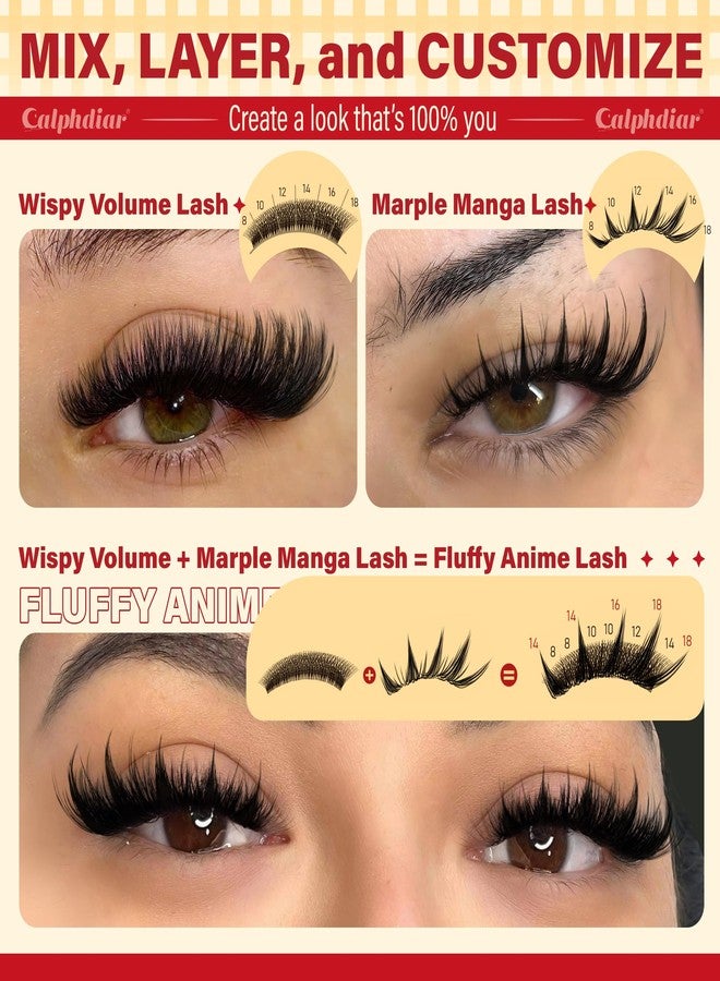 Calphdiar Lash Clusters Wispy & Manga Eyelash Clusters 8-18MM DIY Volume Lash Extensions C Curl Individual Lashes for Daily Wear & Glam Looks Reusable Lash Clusters for Beginners - Image 4