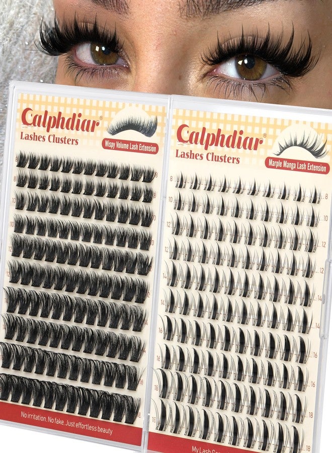 Calphdiar Lash Clusters Wispy & Manga Eyelash Clusters 8-18MM DIY Volume Lash Extensions C Curl Individual Lashes for Daily Wear & Glam Looks Reusable Lash Clusters for Beginners - Image 1