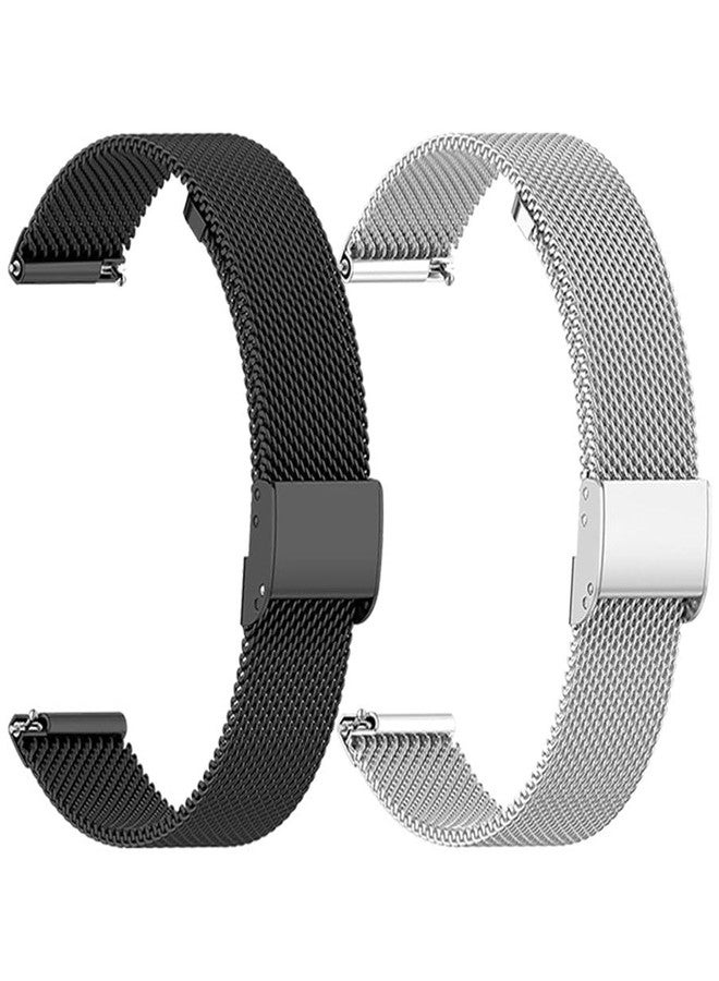 Xininyia Compatible for Garmin Lily 2/Lily 2 Active Watch Band, 2-Pack Stainless Steel Metal Mesh Bands Replacement Straps for Plaud AI Notepin Wristband - Image 1