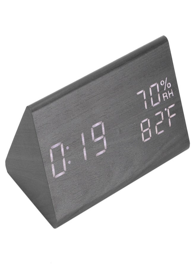 Wooden Alarm Clock, Wood LED Digital Desk Clock With Time Temperature Adjustable Brightness - Image 3