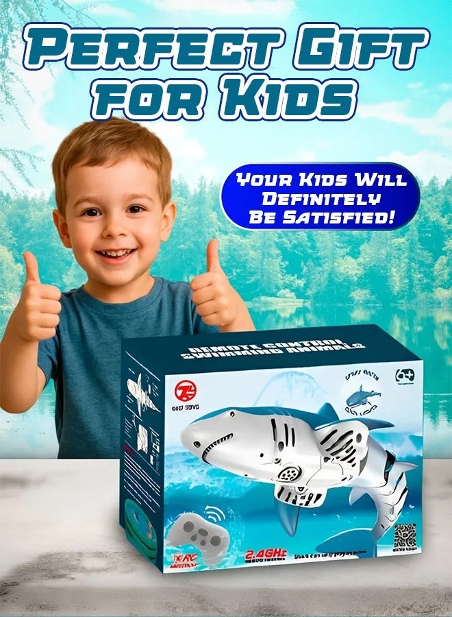 2.4G Remote Control Shark Toy, Remote Control Shark Pool Toys for Kids Age 8-12, High Simulation Lifelike Shark, 2.4Ghz Waterproof RC Boat, Toy Shark with Light for 60 Mins Play, Gift for Boys Girls - Image 4