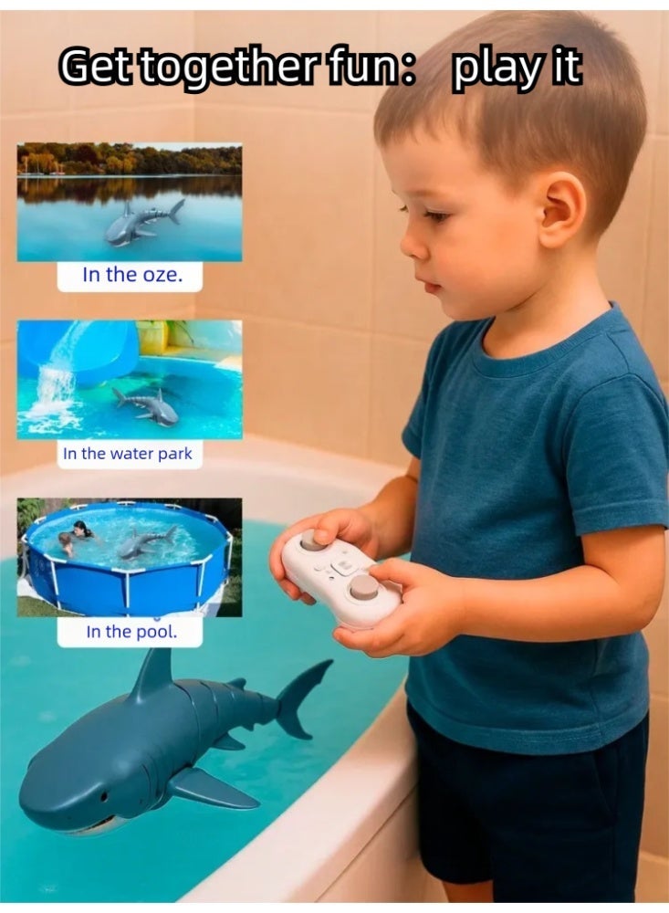 2.4G Remote Control Shark Toy, Remote Control Shark Pool Toys for Kids Age 8-12, High Simulation Lifelike Shark, 2.4Ghz Waterproof RC Boat, Toy Shark with Light for 60 Mins Play, Gift for Boys Girls - Image 2