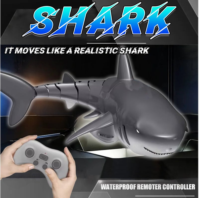 2.4G Remote Control Shark Toy, Remote Control Shark Pool Toys for Kids Age 8-12, High Simulation Lifelike Shark, 2.4Ghz Waterproof RC Boat, Toy Shark with Light for 60 Mins Play, Gift for Boys Girls - Image 1