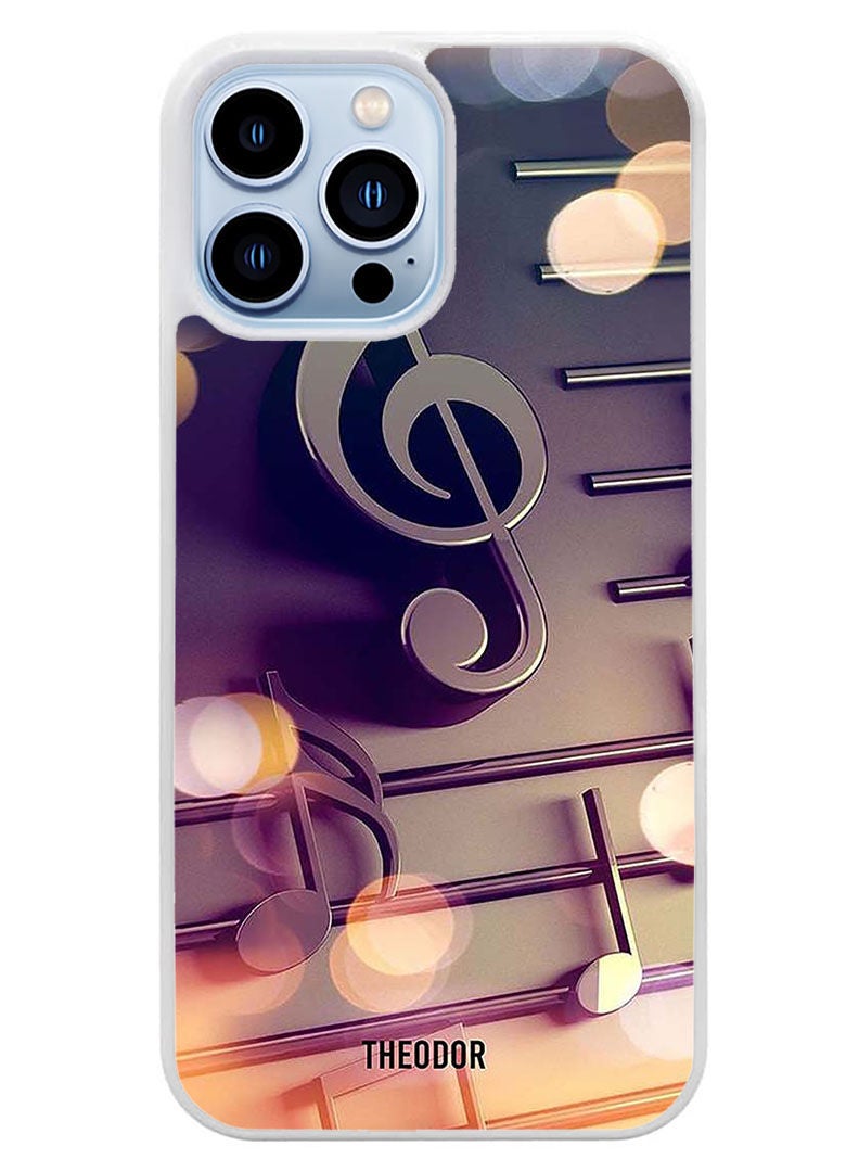 Theodor Protective Case Cover For APPLE IPHONE 14 Pro Music Nodes (White Bumper) - Image 1