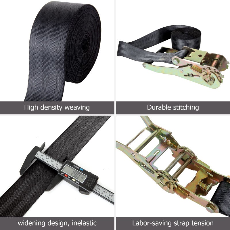 LISHINE 2 Pack 2 Inch Endless Ratchet Strap Heavy Duty 20Ft Tie Down Straps Ratchet  8000 Lbs Break Strength  Cargo Ratchet Straps For Motorcycles  Truck  Trailers  Kayaks  Car Roof - Image 3