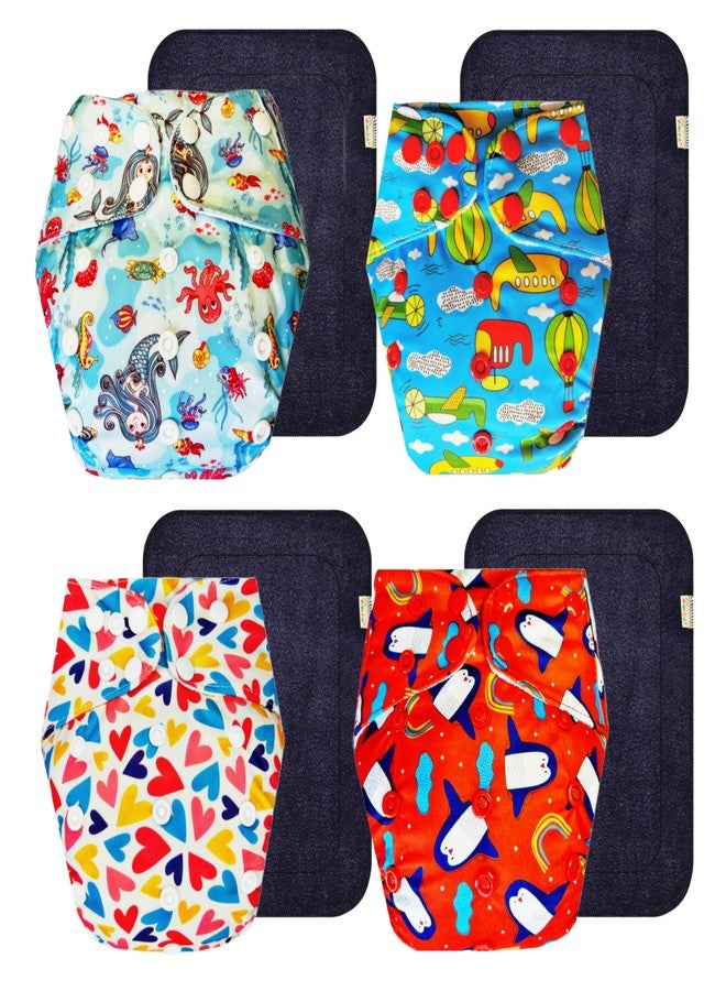 Dumbledo Premium Cloth Diaper with Black Insert (Pack of 4) | Hypoallergenic | Breathable | Travel Friendly | Trusted by Moms | 3 Months - 3 Years | Unisex Baby - Image 1