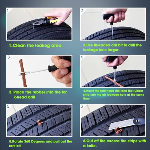 OTO2EYE Tubeless Tyre Puncture Repair Kit with Solution and Puncture Repair Strips for Car, Bike, SUV, & Motorcycle Tubeless Tyre Puncture Repair Kit 3 Stirps - Image 4