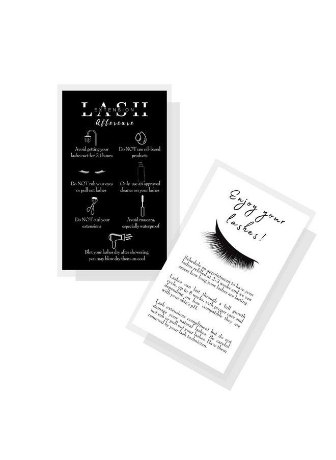 Boutique Marketing LLC - Lash Extension Aftercare Instructions Cards | 50 Pack | Double Sided Size 3.5 X 2" Inches After Care (23 Week Fillers) | Black And White Sided Design - Image 1