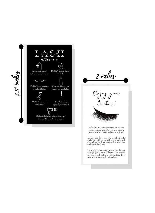 Boutique Marketing LLC - Lash Extension Aftercare Instructions Cards | 50 Pack | Double Sided Size 3.5 X 2" Inches After Care (23 Week Fillers) | Black And White Sided Design - Image 1