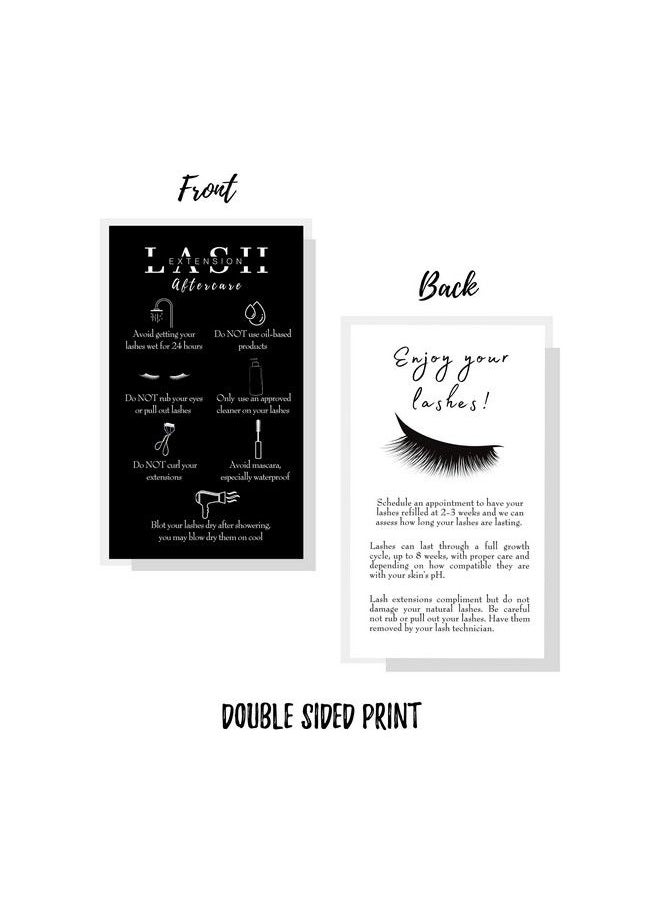 Boutique Marketing LLC - Lash Extension Aftercare Instructions Cards | 50 Pack | Double Sided Size 3.5 X 2" Inches After Care (23 Week Fillers) | Black And White Sided Design - Image 1