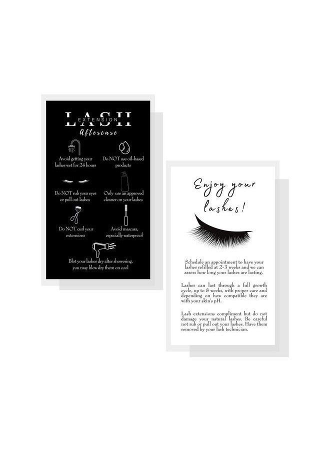 Boutique Marketing LLC - Lash Extension Aftercare Instructions Cards | 50 Pack | Double Sided Size 3.5 X 2" Inches After Care (23 Week Fillers) | Black And White Sided Design - Image 1