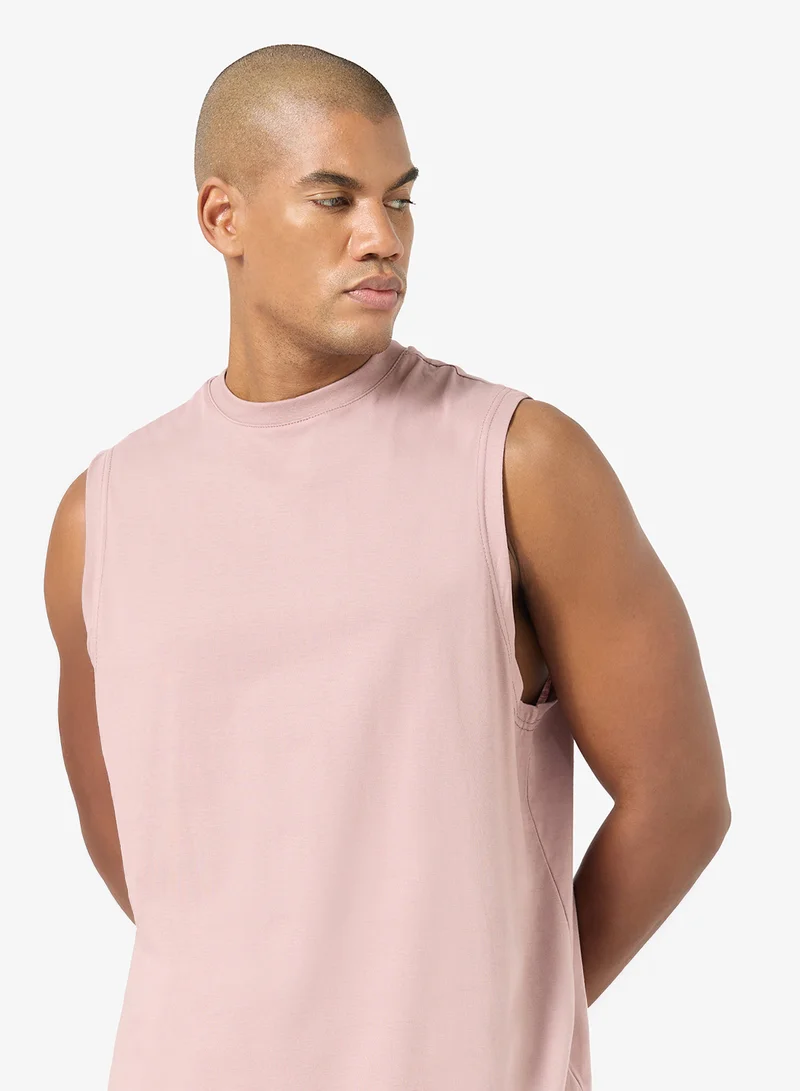 Seventy Five Basics PALE PINK Oversized Drop Shoulder 220Gsm Vest for Men | Best Price UAE