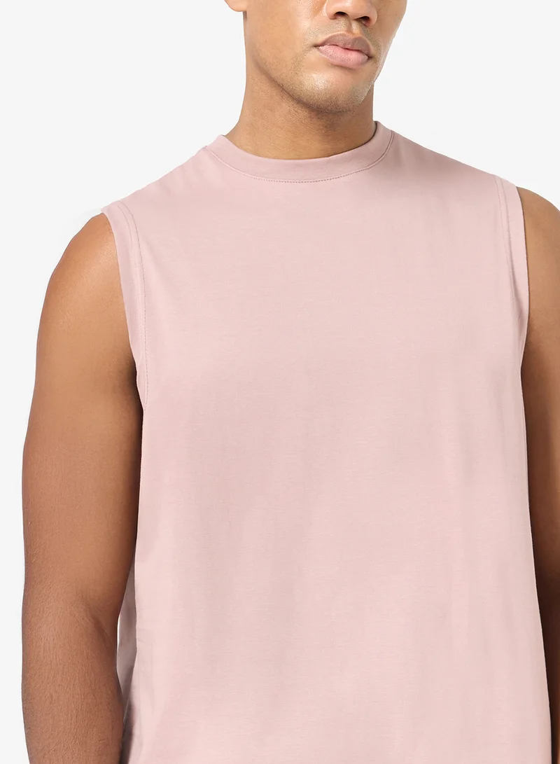 Seventy Five Basics PALE PINK Oversized Drop Shoulder 220Gsm Vest for Men | Best Price UAE